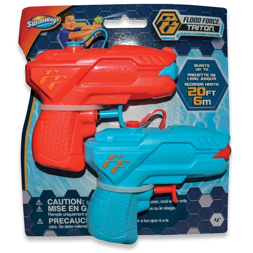 Swimways Flood Force Triton Water Squirt Gun Pair Set Blue and Red pistols NEW 